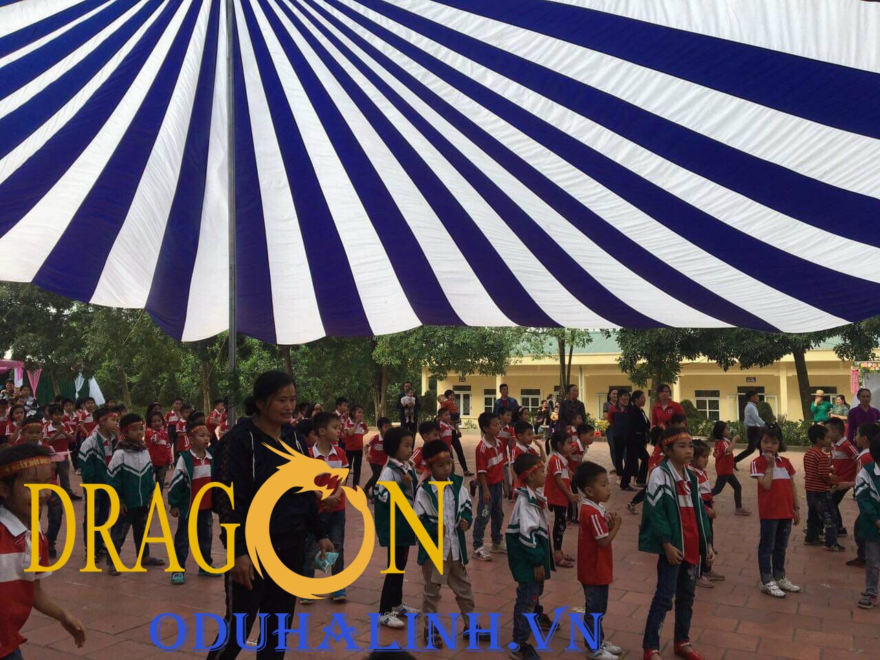 dù răn ri xanh trắng